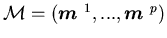 ${\cal M}=({\mbox{\boldmath$m$ }}^1,...,{\mbox{\boldmath$m$ }}^p)$