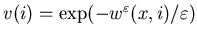 $v(i)=\exp(-w^\varepsilon(x,i)/\varepsilon)$
