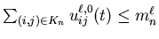 $\sum_{(i,j)\in K_n}u^{\ell,0}_{ij}(t)\leq m_n^{\ell}$