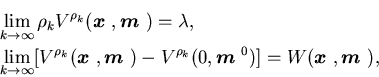 \begin{eqnarray*}&&\lim_{k\rightarrow \infty }\rho _{k}V^{\rho _{k}}({\mbox{\b......m$ }}^{0})]=W({\mbox{\boldmath$x$ }},{\mbox{\boldmath$m$ }}),\end{eqnarray*}