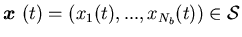${\mbox{\boldmath$x$ }}(t)=(x_1(t),...,x_{N_b}(t)) \in {\cal S}$