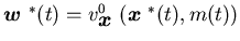 ${\mbox{\boldmath$w$ }}^*(t)=v^0_{{\mbox{\boldmath$x$ }}}({\mbox{\boldmath$x$ }}^*(t),m(t))$