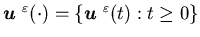 ${\mbox{\boldmath$u$ }}^{\varepsilon}(\cdot)=\{ {\mbox{\boldmath$u$ }}^{\varepsilon}(t):t\geq0\}$
