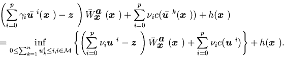 \begin{eqnarray*}&& \left ( \sum_{i=0} ^p \gamma _i \bar {\mbox{\boldmath$u$ }......\mbox{\boldmath$u$ }}^i ) \right \} +h({\mbox{\boldmath$x$ }}).\end{eqnarray*}