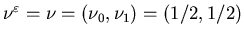 $\nu^\varepsilon=\nu=(\nu_0,\nu_1)=(1/2,1/2)$