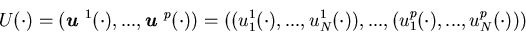 \begin{displaymath}U(\cdot)=({\mbox{\boldmath$u$ }}^1(\cdot),...,{\mbox{\bold......cdot),...,u^1_N(\cdot)),...,(u^p_1(\cdot),..., u^p_N(\cdot)))\end{displaymath}