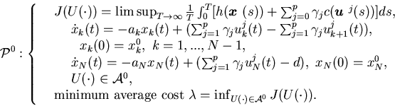 \begin{displaymath}{\cal P}^0:\left \{\begin{array}{llll}& J( U(\cdot))=\l......f_{U(\cdot)\in {\cal A}^0} J(U(\cdot)).\end{array}\right.\end{displaymath}