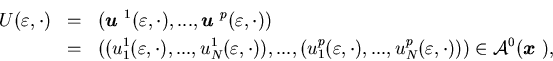 \begin{eqnarray*}U(\varepsilon, \cdot)&=&({\mbox{\boldmath$u$ }}^1(\varepsilon......^p(\varepsilon, \cdot)))\in {\cal A}^0({\mbox{\boldmath$x$ }}),\end{eqnarray*}