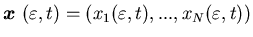 ${\mbox{\boldmath$x$ }}(\varepsilon, t)=(x_1(\varepsilon, t),...,x_N(\varepsilon, t))$